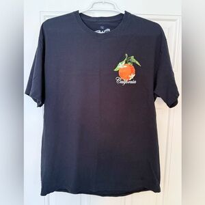 Black Short-Sleeve Tee with Orange Chest Graphic